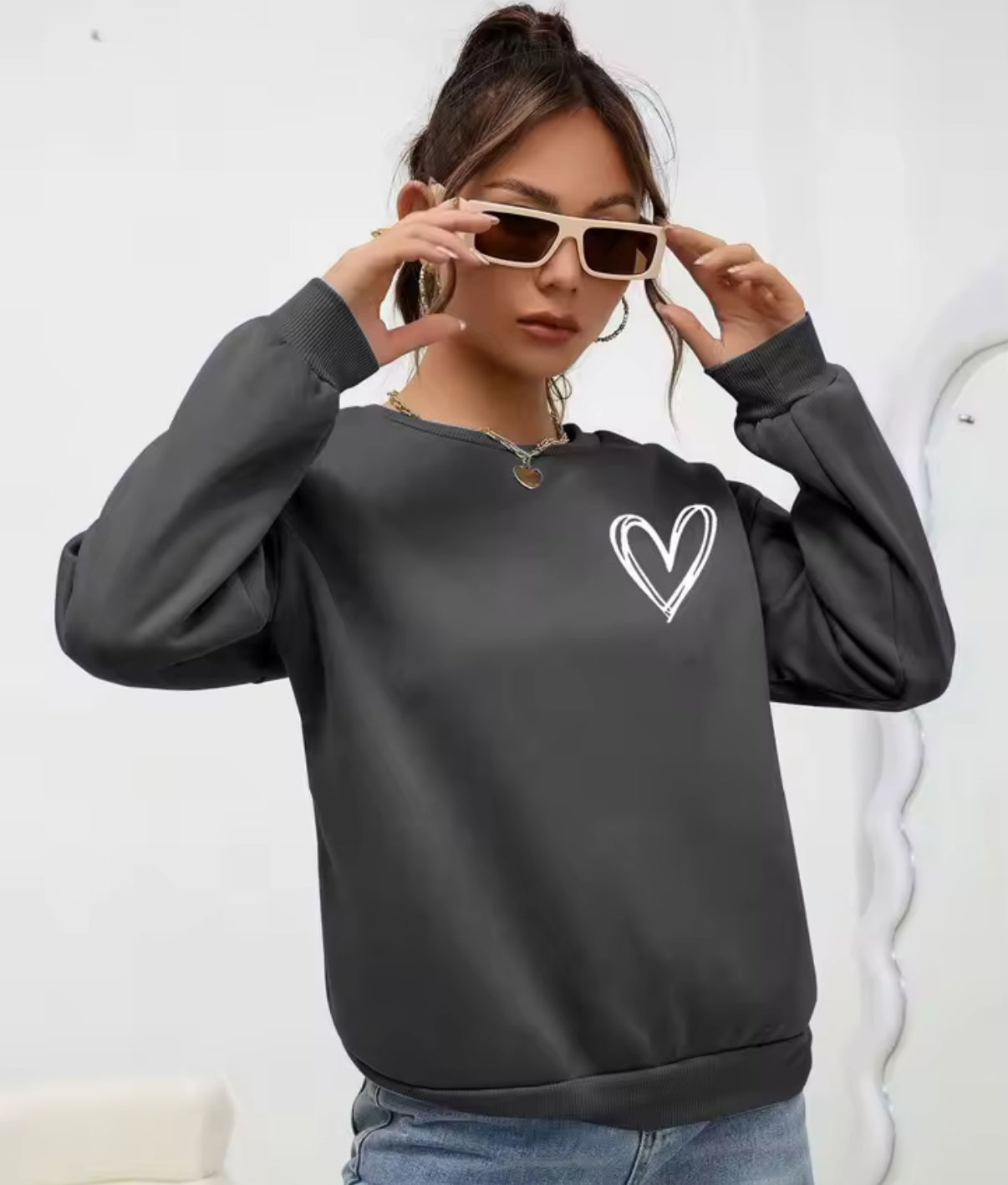 Small Heart Outline Sweatshirt