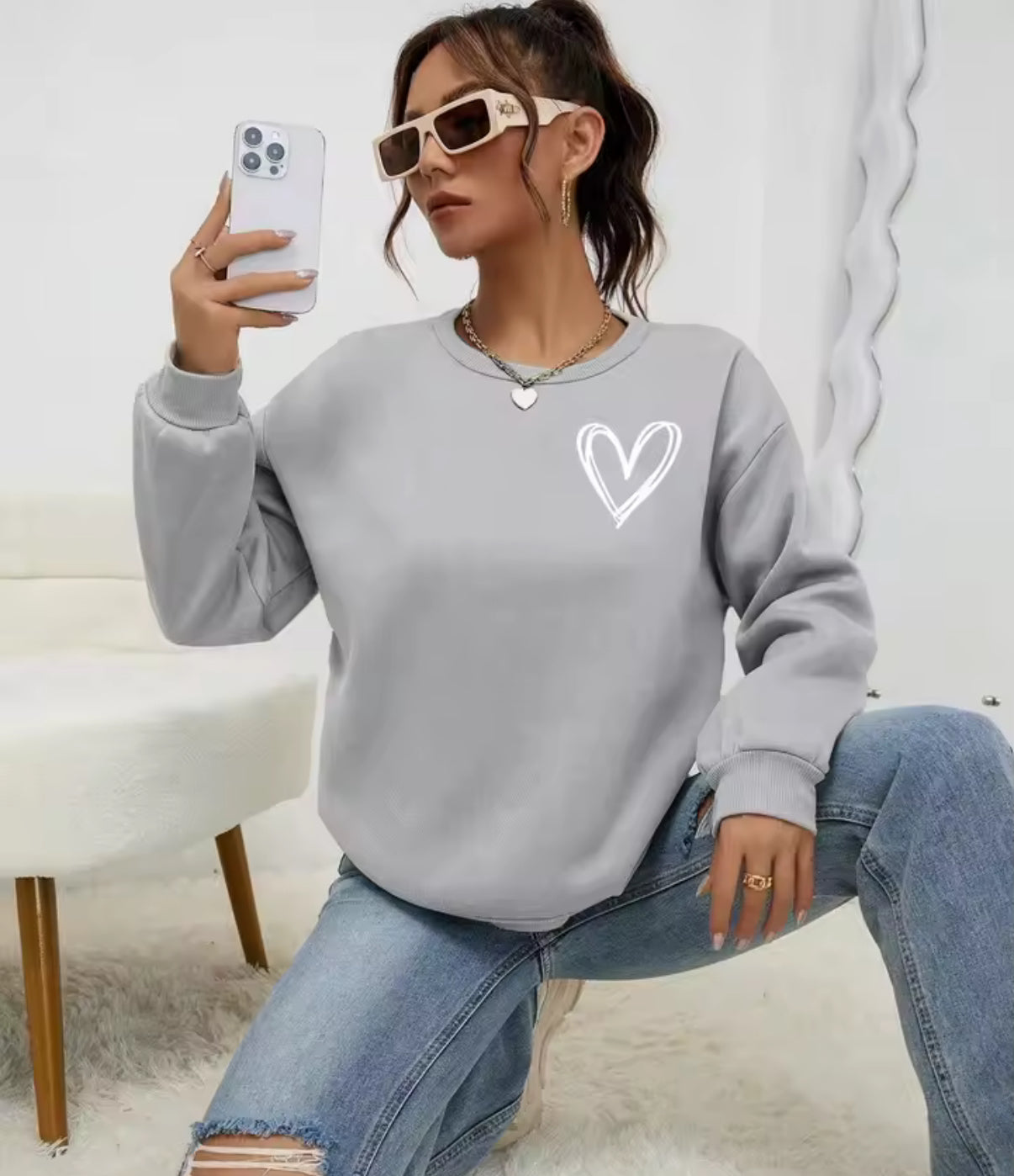 Small Heart Outline Sweatshirt