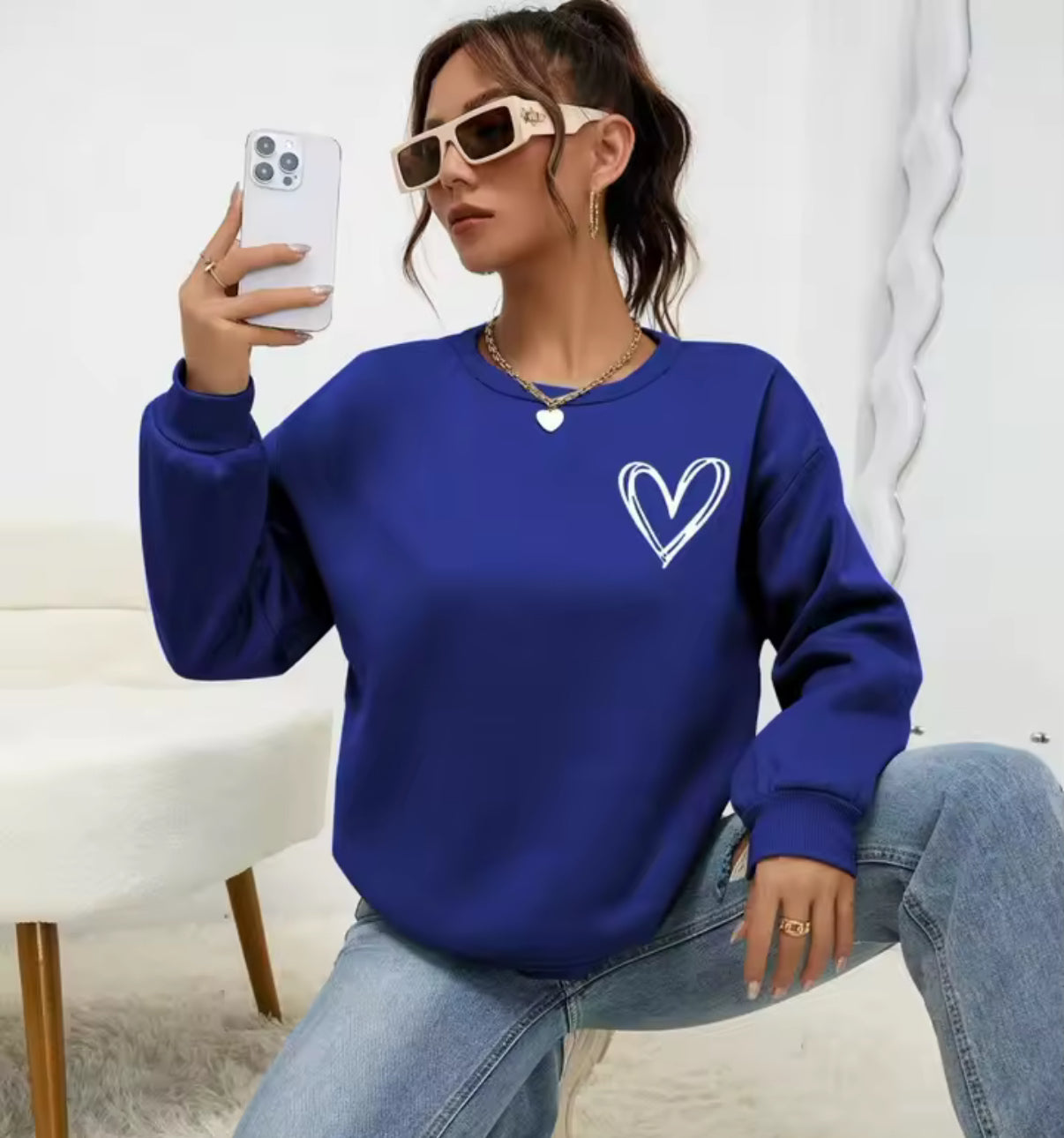 Small Heart Outline Sweatshirt