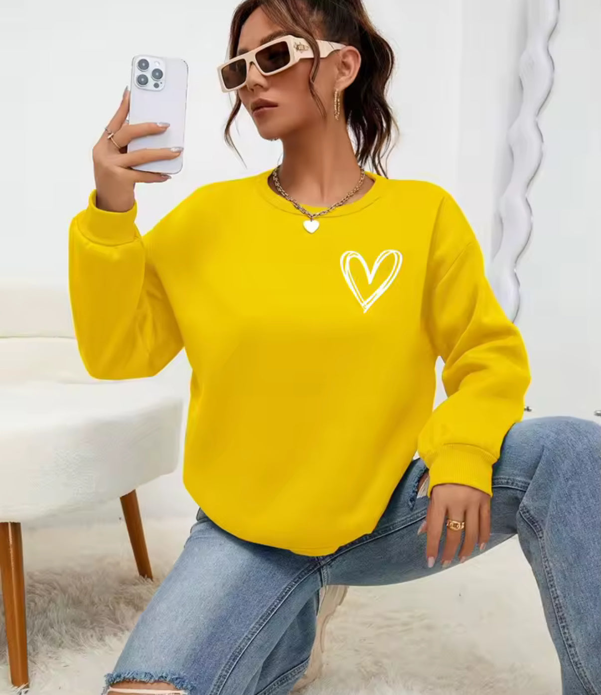 Small Heart Outline Sweatshirt