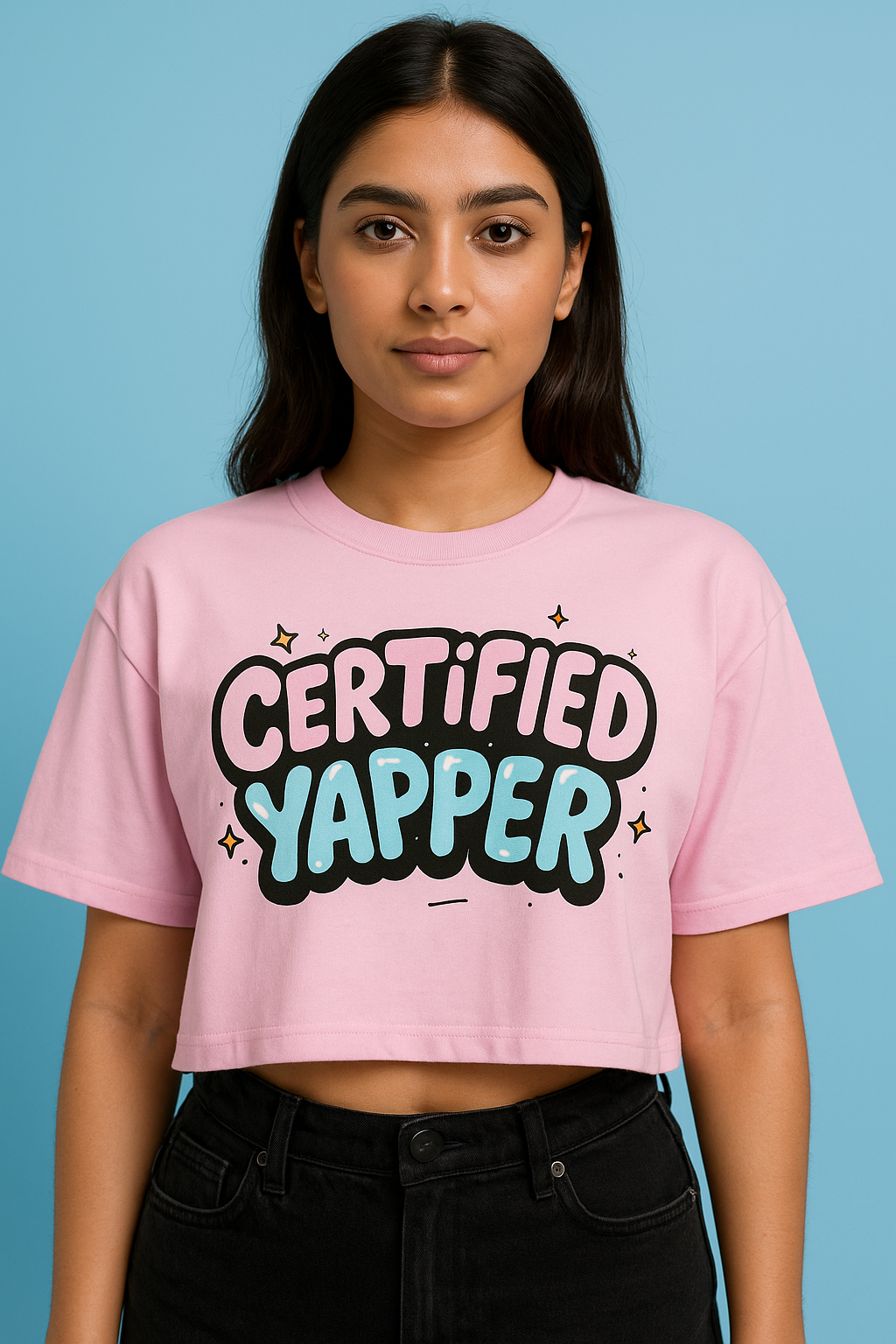 Women's Oversized Drop Shoulder Graphic Crop Top