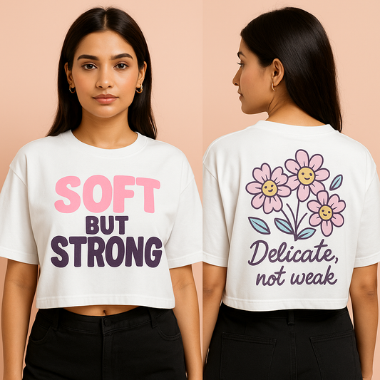 Women's Oversized Drop Shoulder Graphic Crop Top