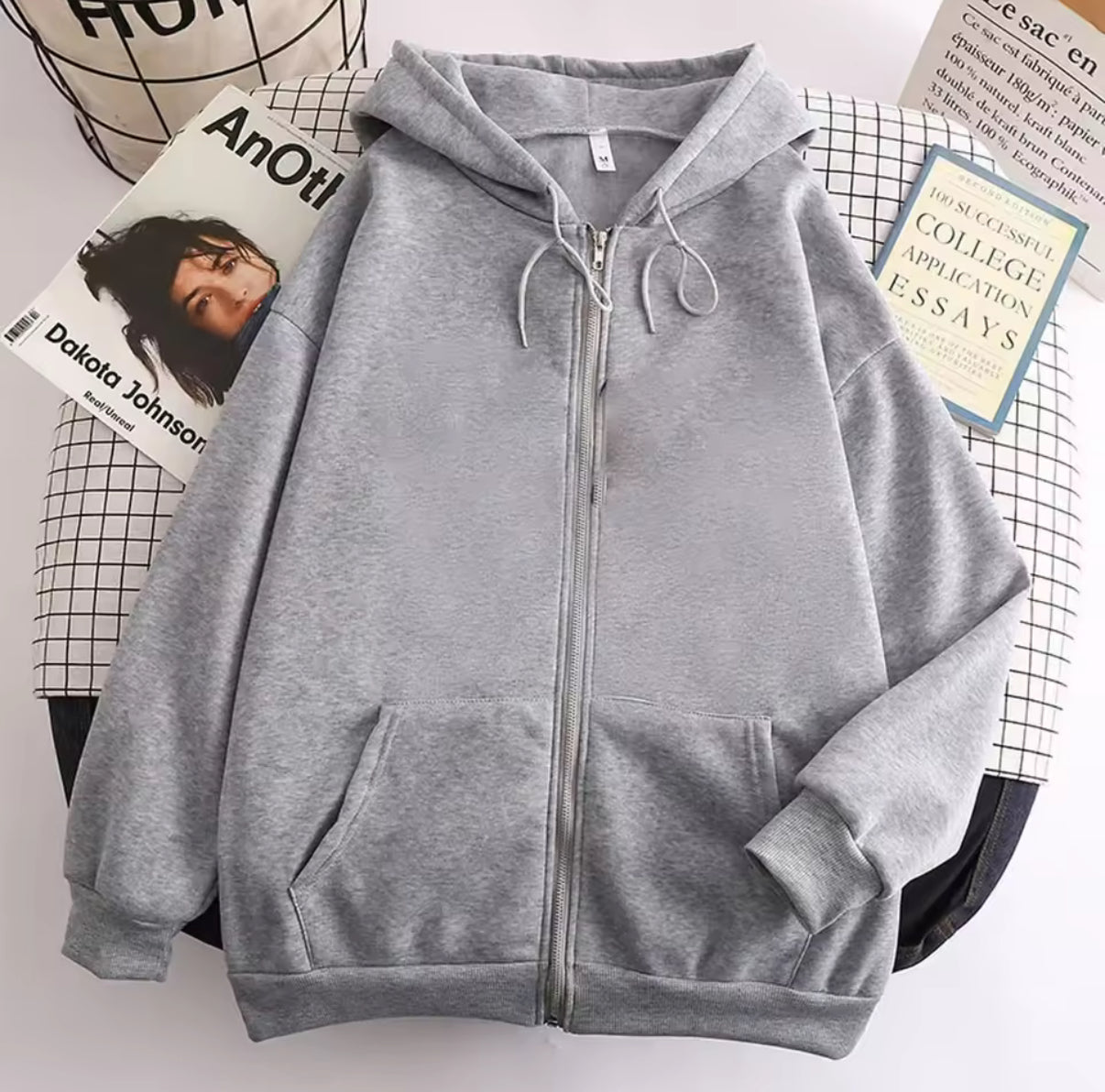 Unisex Plain Basic Zipper Hoodie