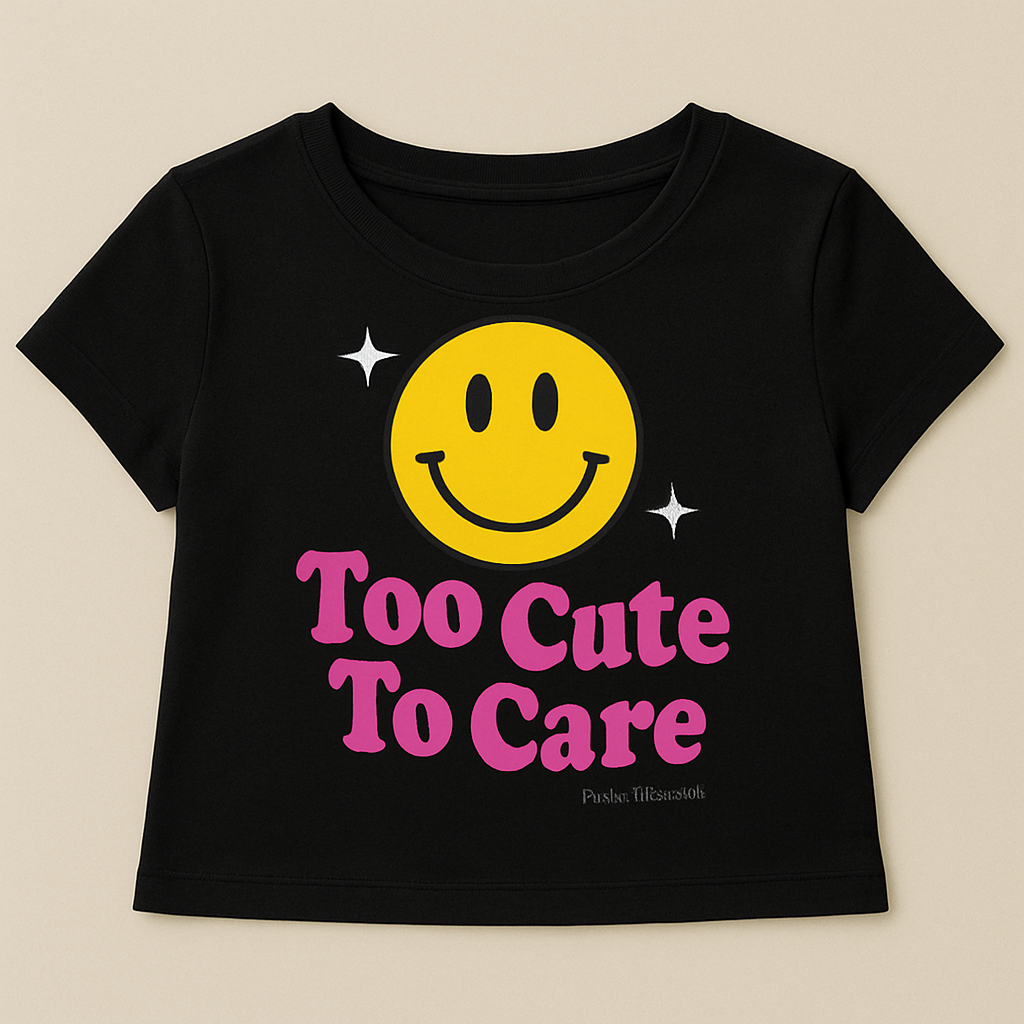 Too Cute To Care Graphic Crop Top