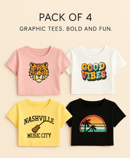 Women’s Pack of 4 Crop Top Bundle