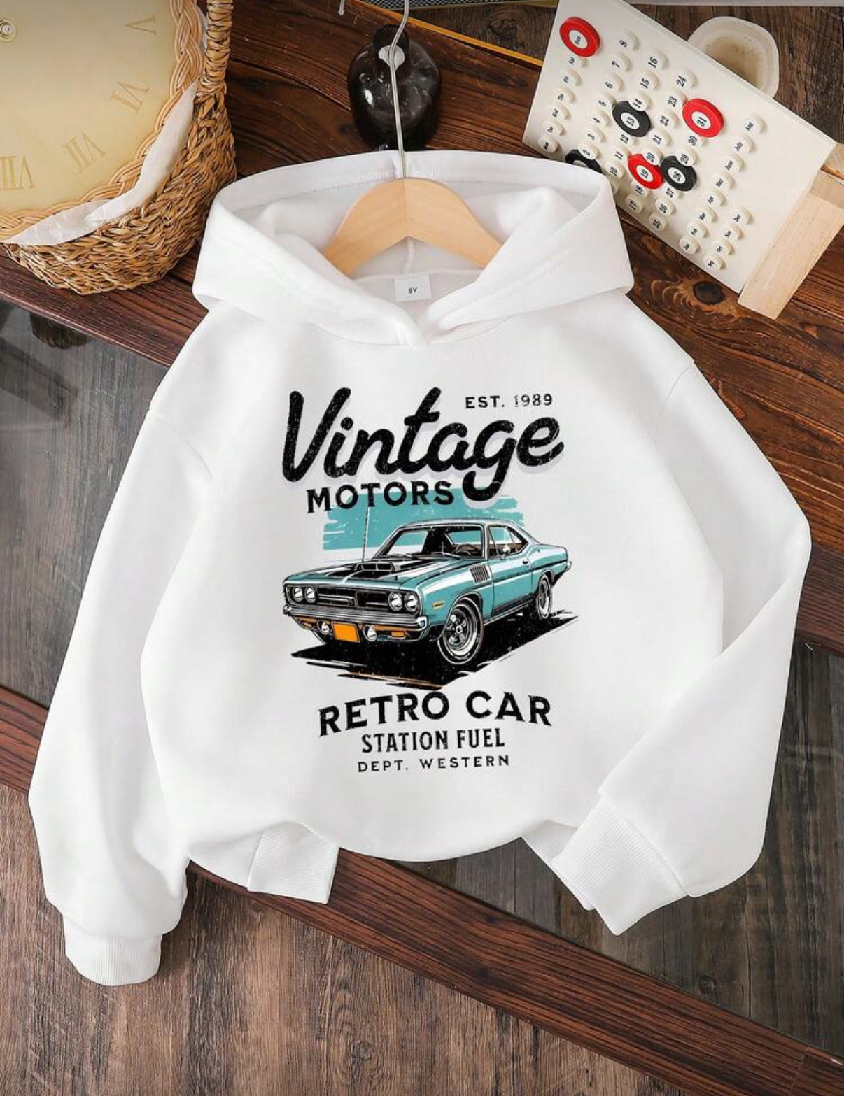 Vintage Car Fleece Hoodie