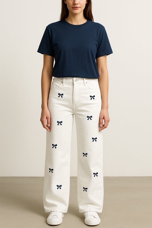 Bow Wide Leg Jeans