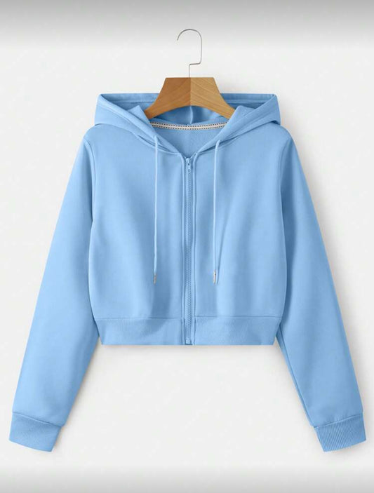 Sky Crop Zipper Hoodie