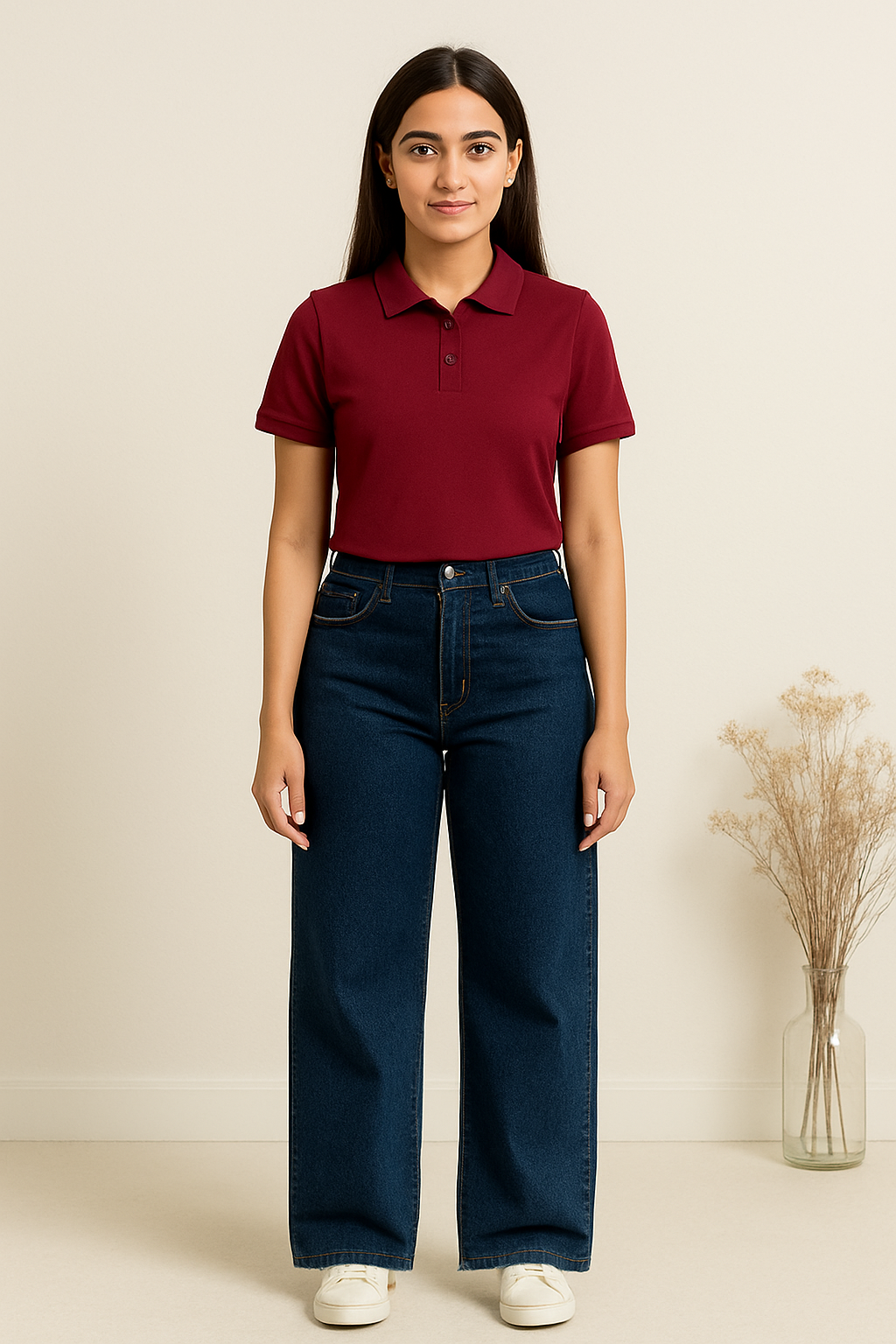 Dark Blue Jeans with Polo Tops