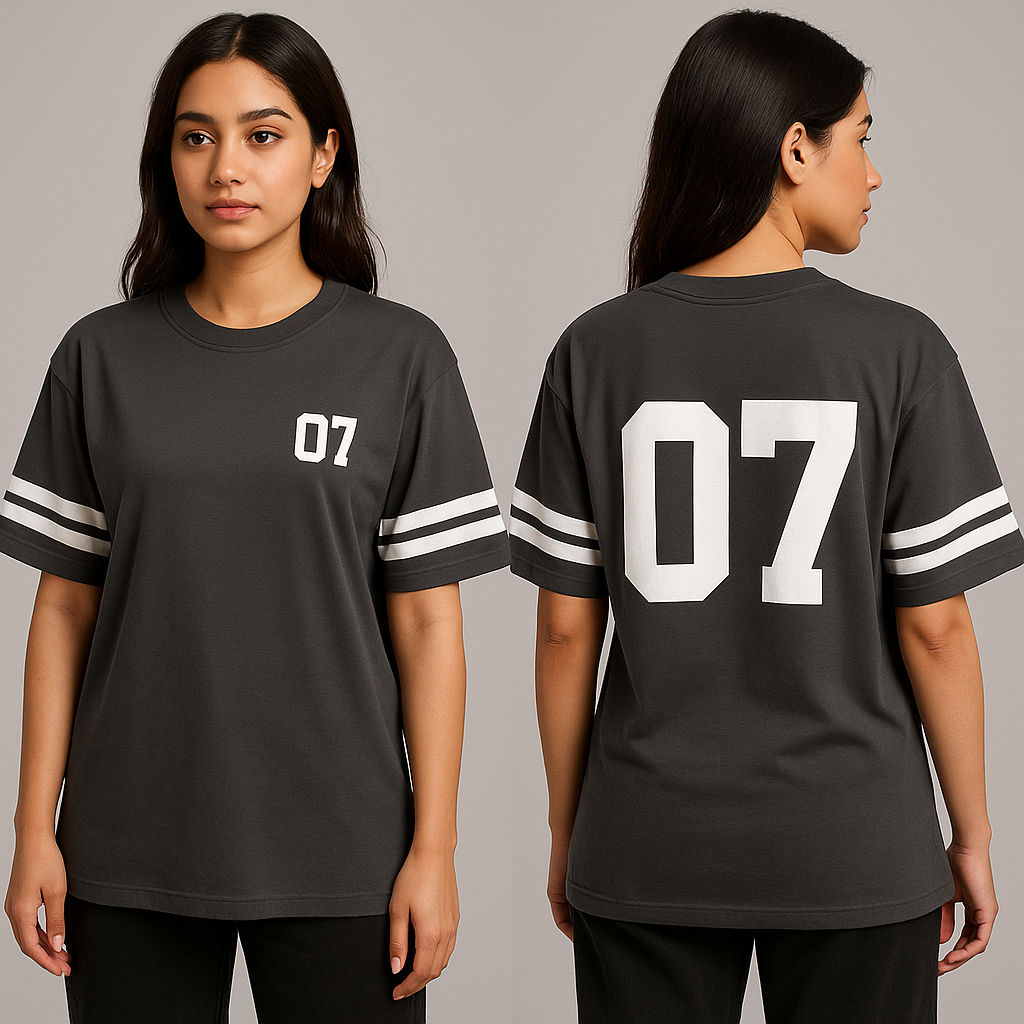 Oversized Jersey Tee – Double Stripe ‘07’ Edition