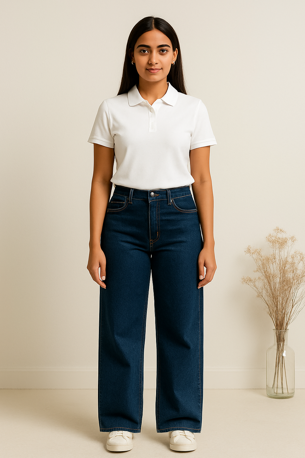 Dark Blue Jeans with Polo Tops