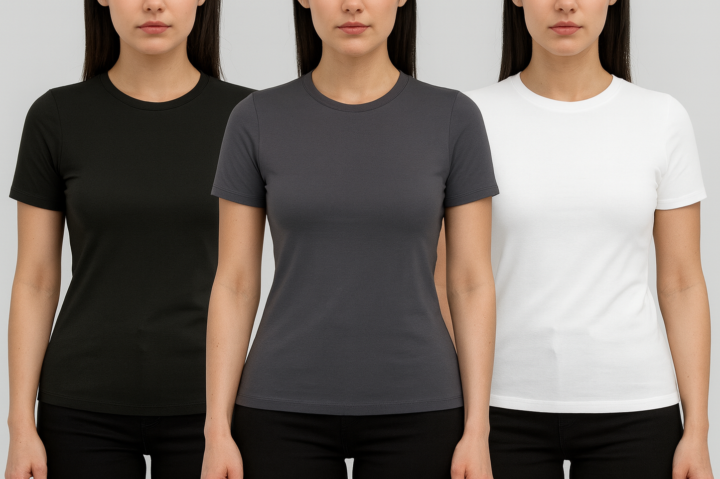 Women’s Pack of 3 Body Fitted Half Sleeves T-Shirts