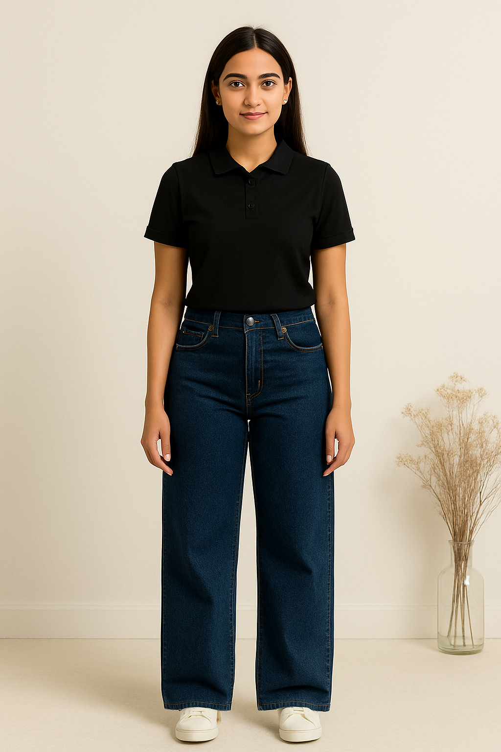 Dark Blue Jeans with Polo Tops