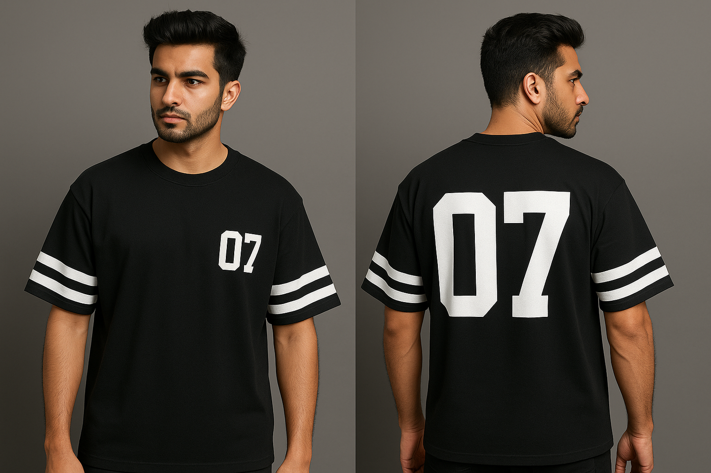 Oversized Jersey Tee – Double Stripe ‘07’ Edition