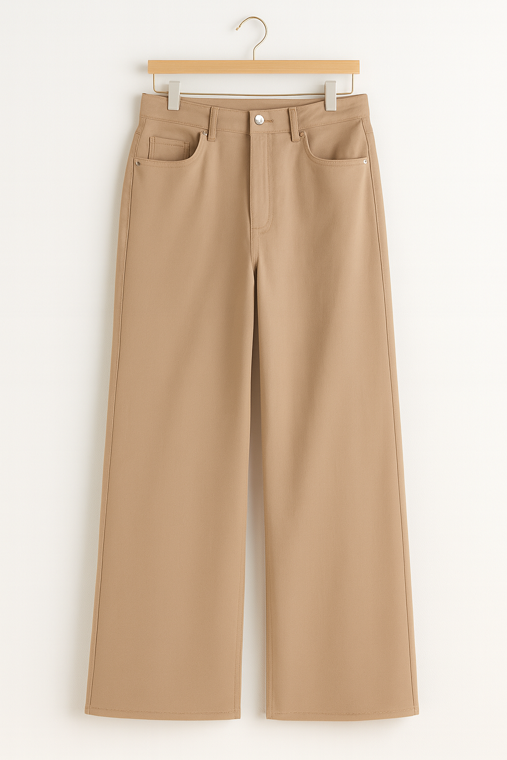 Beige Wide Leg Jeans