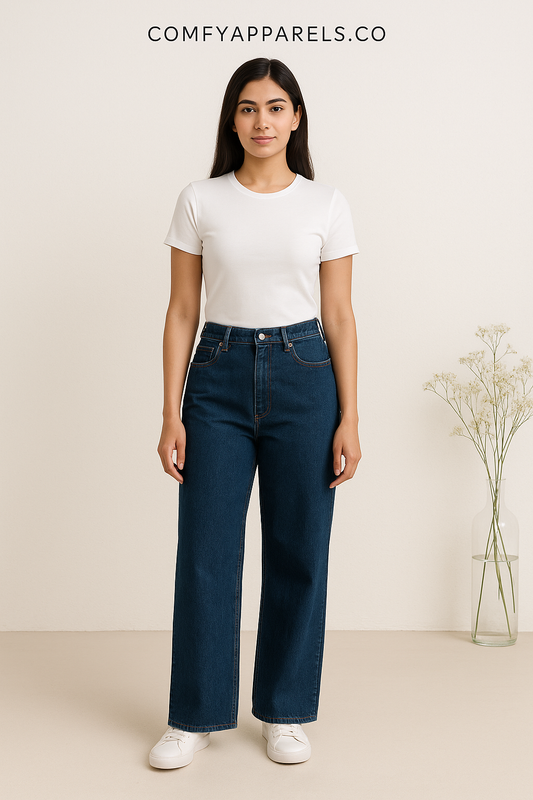 Wide Leg Jeans with Basic T-Shirt