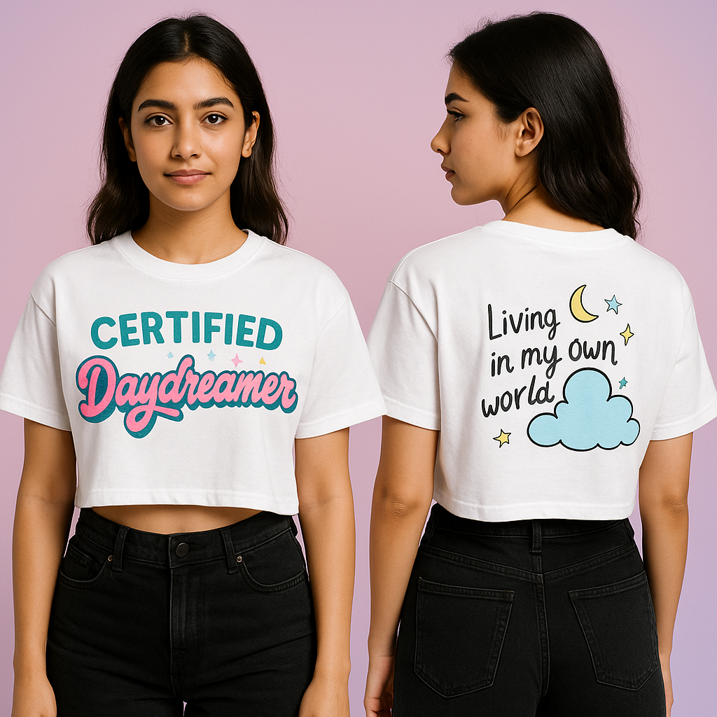 Women's Oversized Drop Shoulder Graphic Crop Top